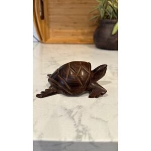 Vintage small Hand-Carved Ironwood Sea Turtle Sculpture home decor tropical MCM
